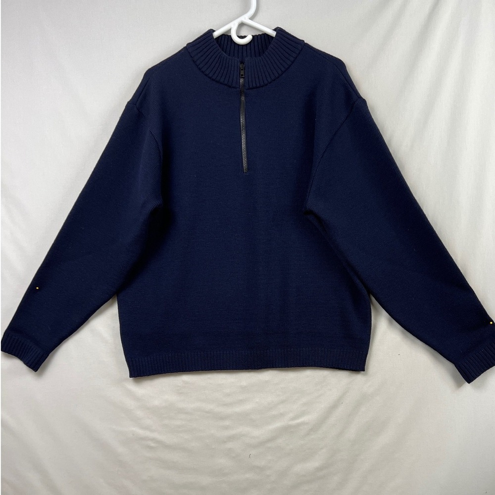 Vintage Filson Quarter Zip Sweater Mens Large Navy Blue 100% Virgin Wool USA